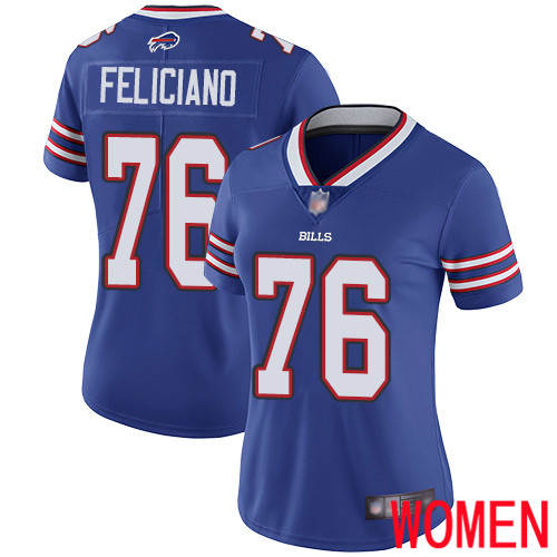 Women Buffalo Bills 76 Jon Feliciano Royal Blue Team Color Vapor Untouchable Limited Player NFL Jersey